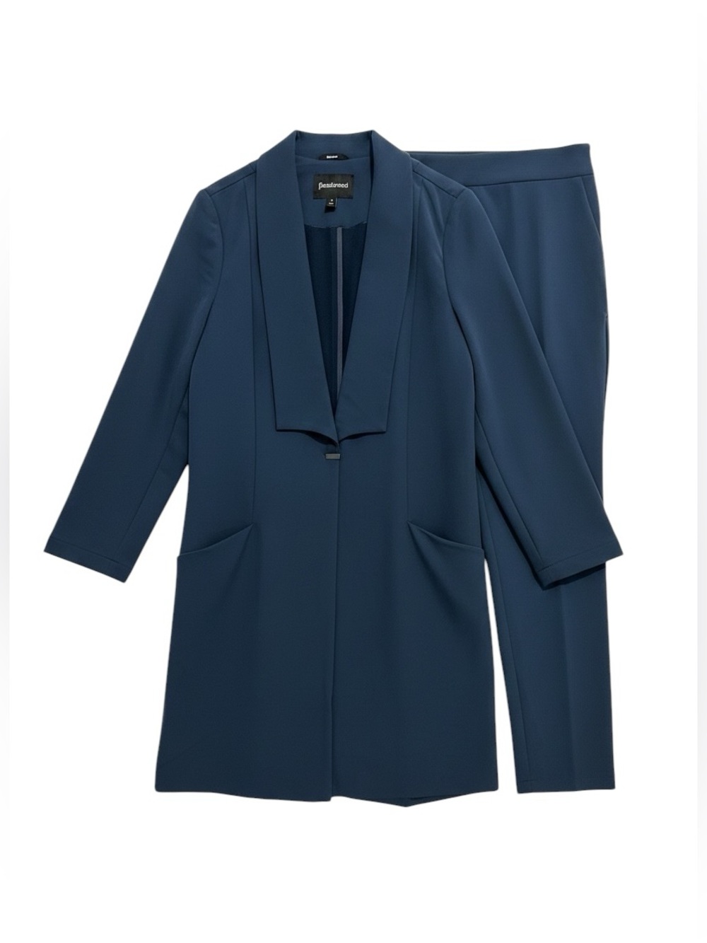 Betabrand Travel Suit Long Blazer Jacket & Side Zip Straight Leg Pant Set Medium